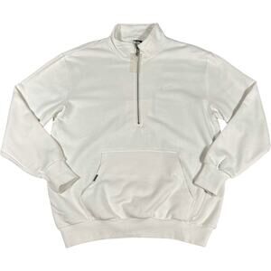NWT Zephyr White Sweater Quarter Zip Pullover Sweatshirt Men's L Clean Boy